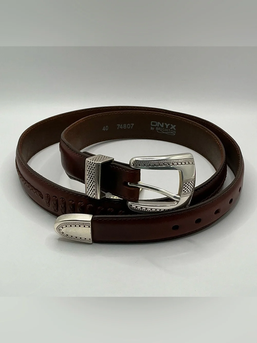 🤎 BRIGHTON 🤎Onyx Brown Leather Salina Taper Belt